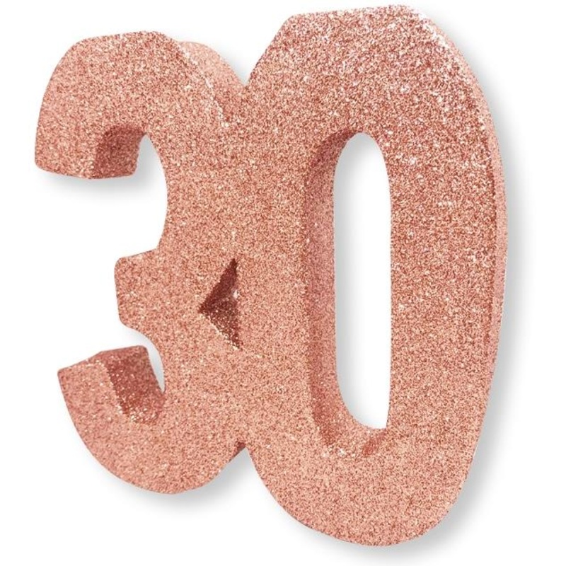 Rose Gold Glitter Age 30 Table Centrepiece Decoration
