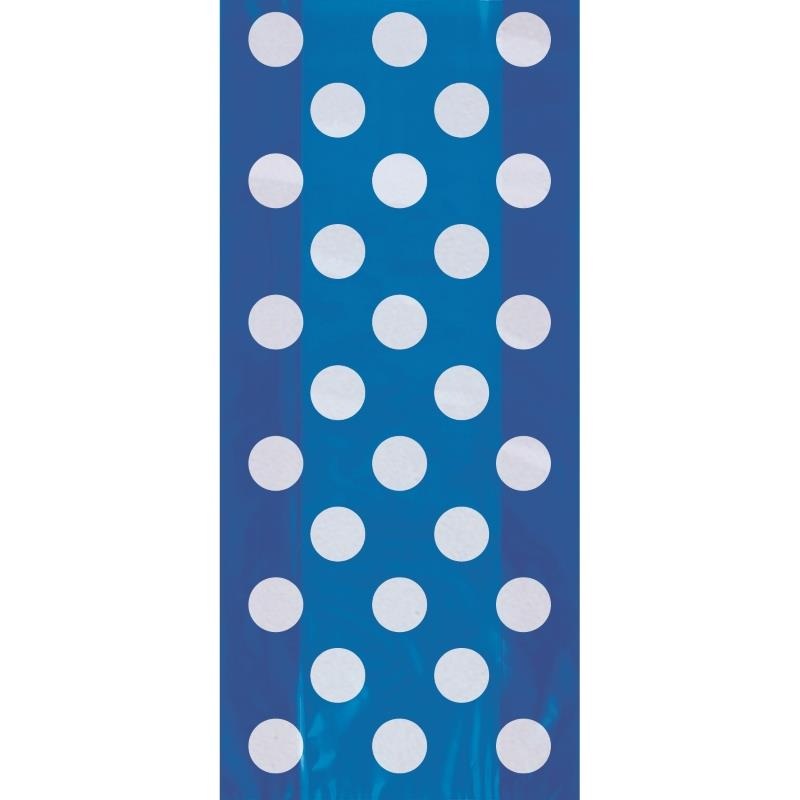 Royal Blue Polka Dot Party Cello Loot Favour Bags Pack of 20