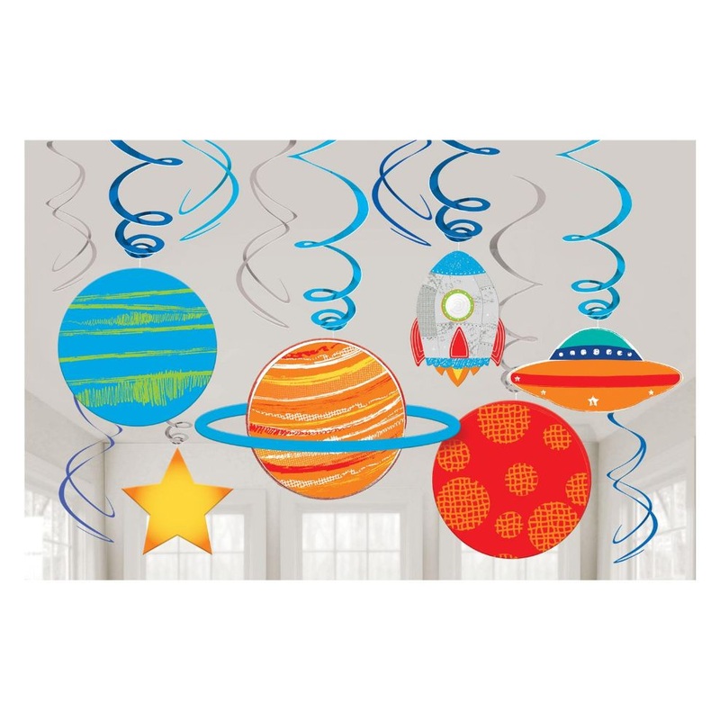 Space Hanging Swirl Decorations Pack of 12