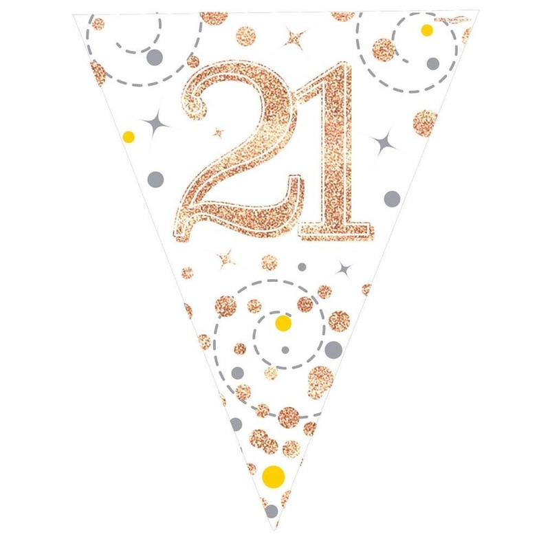 Sparkling Rose Gold 21st Bunting 3.9 Metres