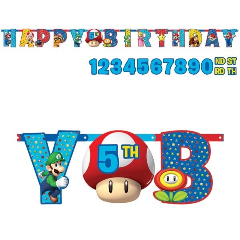 Super Mario Happy Birthday Banner 3.2 Metres