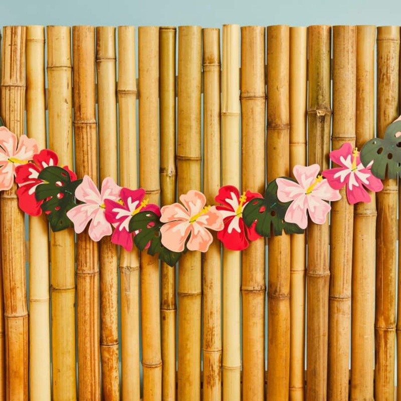 Tropical Hawaiian Flower Garland Banner 2m