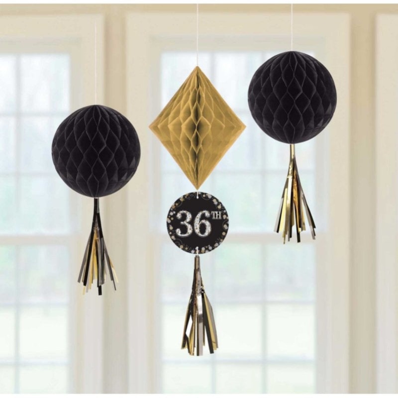 Sparkling Celebration Add Any Age Honeycomb Hanging Decorations 3pk