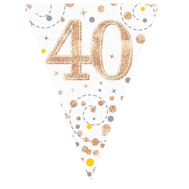 Sparkling Rose Gold 40th Birthday Bunting 3.9 Metres
