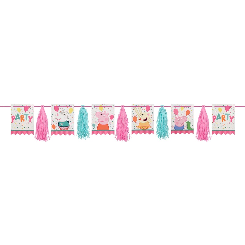 Peppa Pig Confetti Party Pennants & Tassel Glittered Garland 28cm x 3m Each