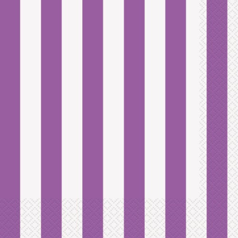 Purple Stripes Beverage Napkins 16pk