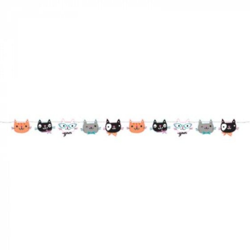 Purrfect Party Cats Shaped String Banner 14cm x 1.7m Each