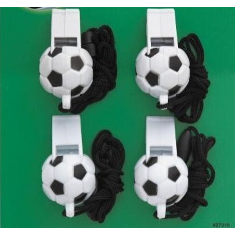 Soccer Ball Whistles 4pk