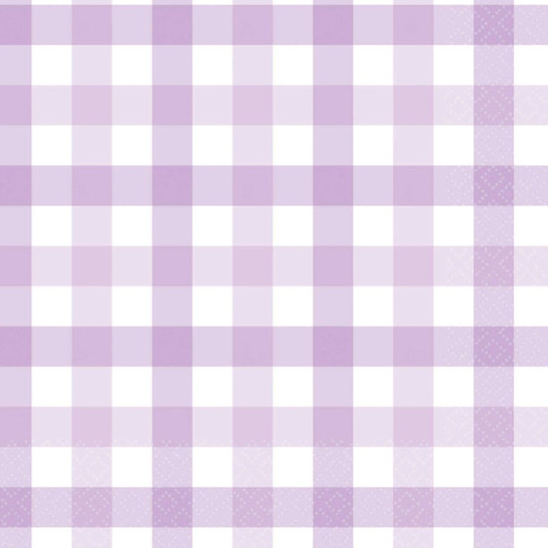 Pastel Purple Gingham Lunch Napkin 16pk