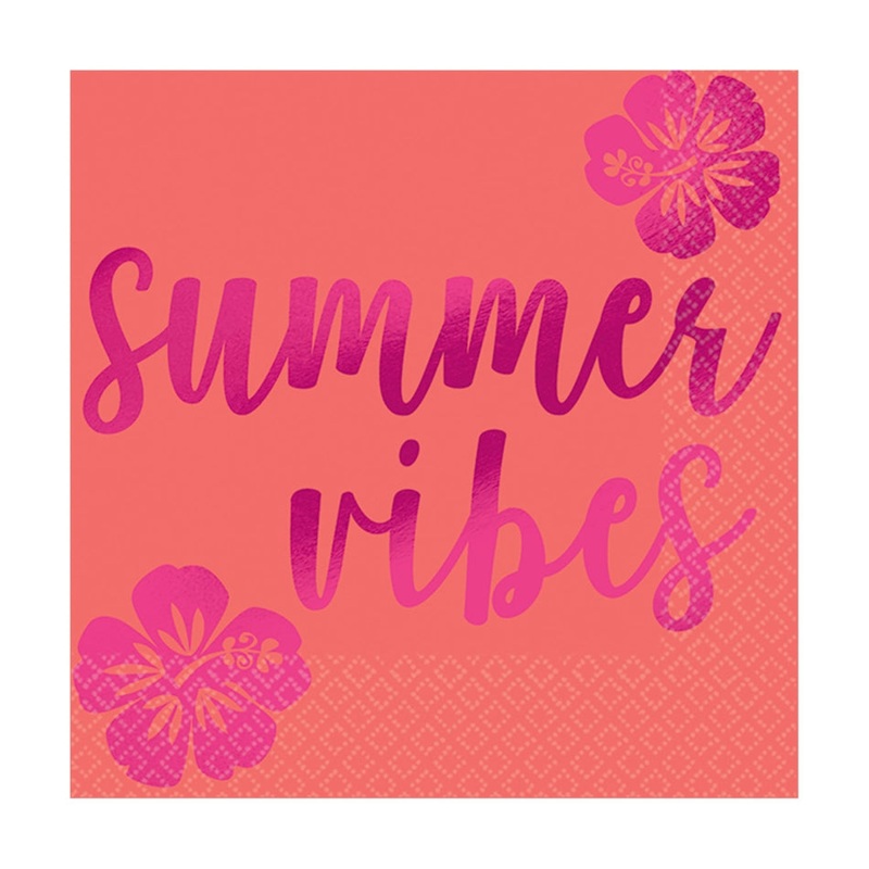 Summer Vibes Hot Stamped Beverage Napkins 16pk