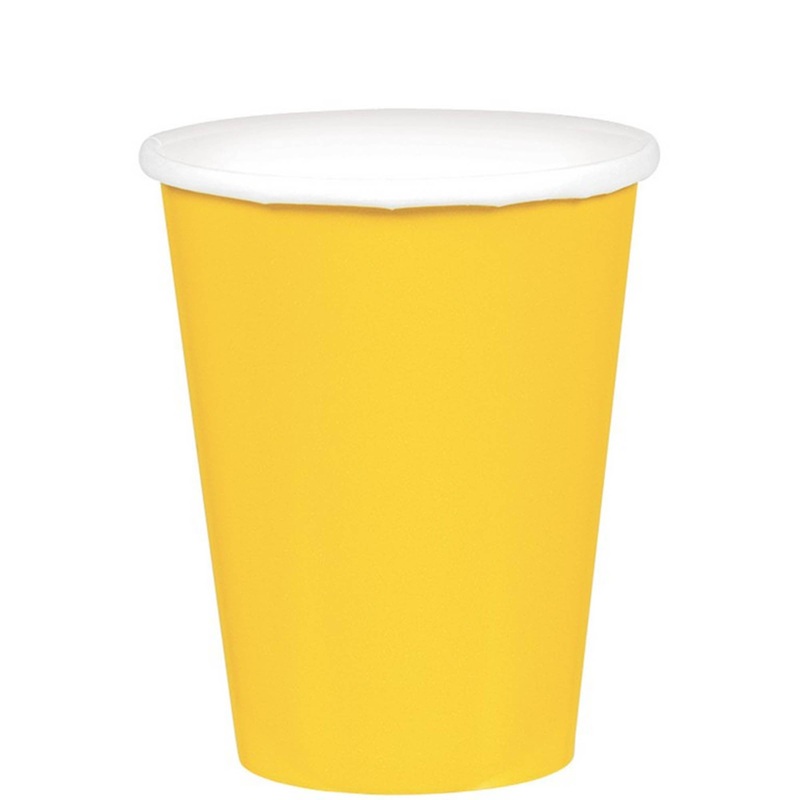 Yellow Sunshine Paper Cups 266ml 20pk