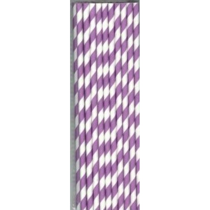 Purple Stripes Paper Straws 20pk