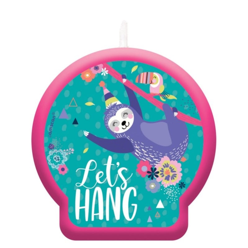 Sloth Birthday Candle Let's Hang 6cm Each