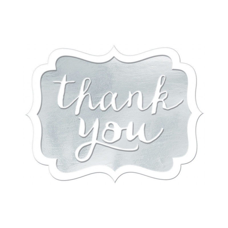 White Thank You Stickers 50pk
