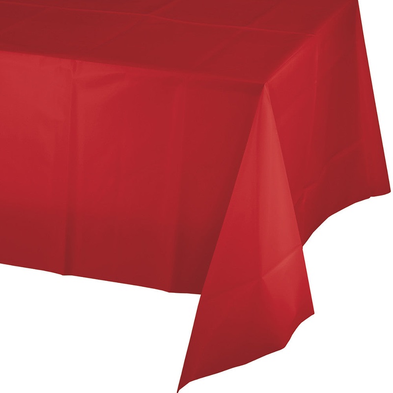 Red Plastic Rectangular Tablecover 137cm x 274cm
