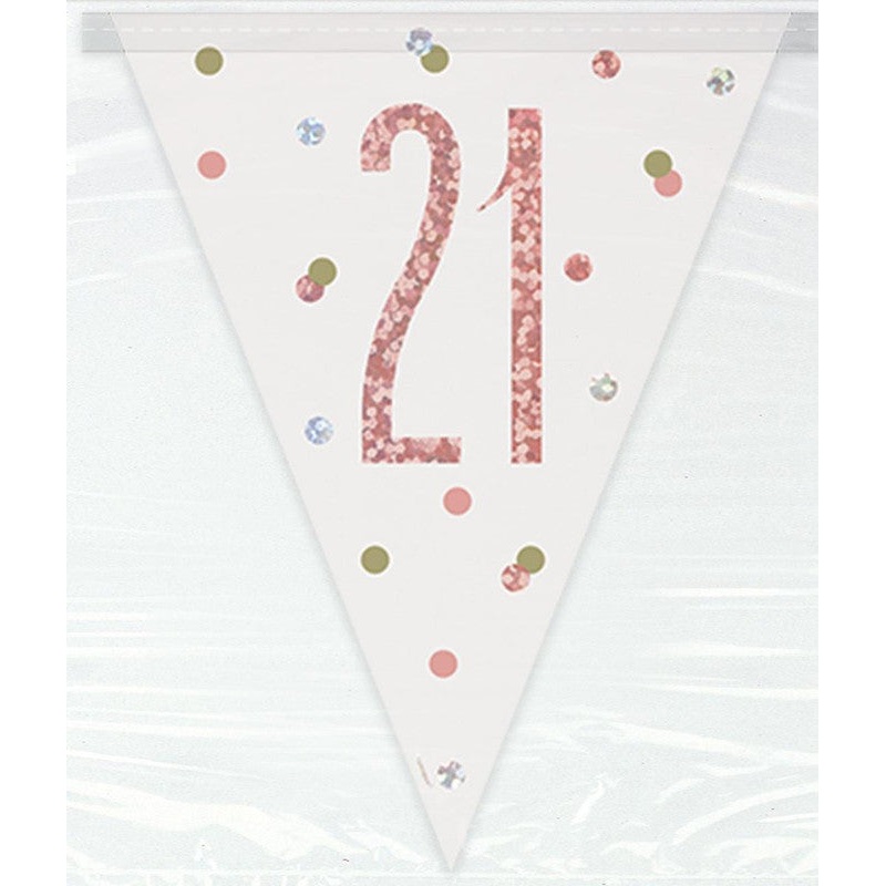 Rose Gold 21 Prismatic Foil Flag Banner 2.74m Each