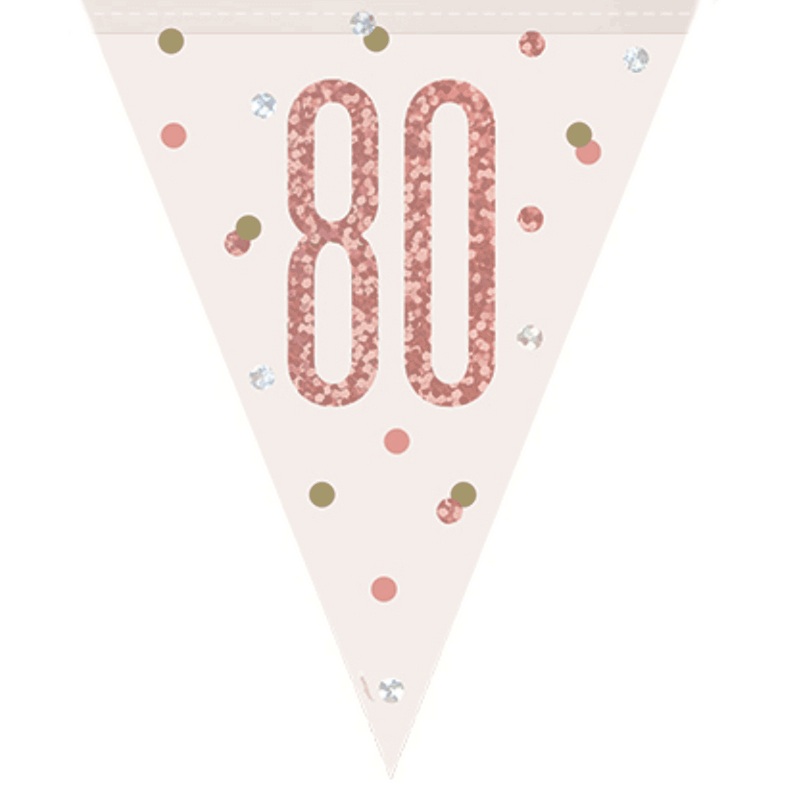 Rose Gold 80 Prismatic Foil Flag Banner 2.74m Each