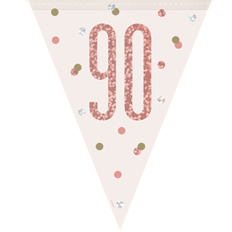 Rose Gold 90 Prismatic Foil Flag Banner 2.74m Each