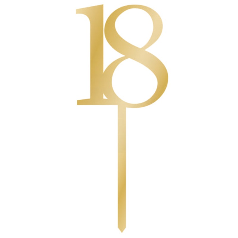 Sparkling Celebration Gold Acrylic Pick 18 Cake Topper 8cm x 15cm Each