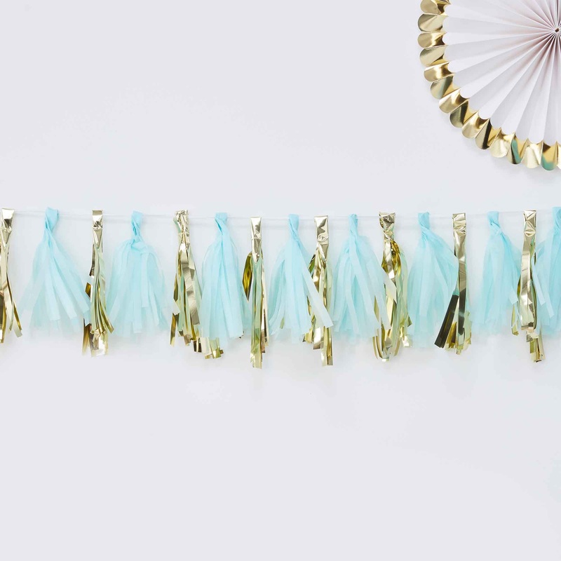 Oh Baby Tassel Garland Blue And Gold