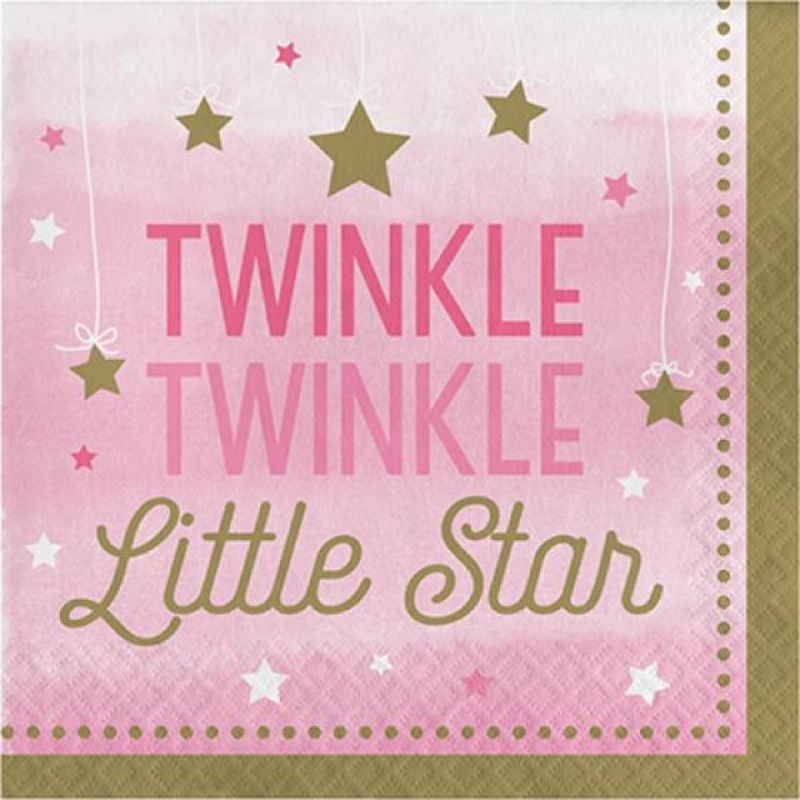 One Little Star Girl Lunch Napkins 16pk