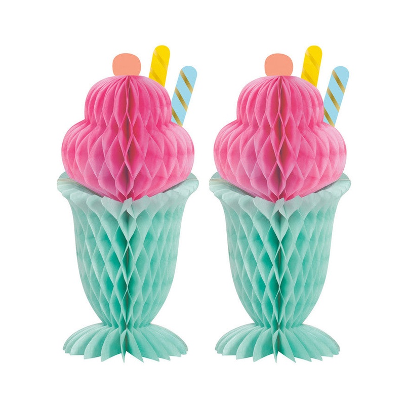 Pastel Ice Cream Honeycomb Decorations 27.9cm 2pk