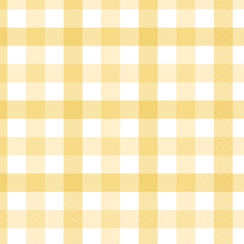 Pastel Yellow Gingham Lunch Napkin 16pk