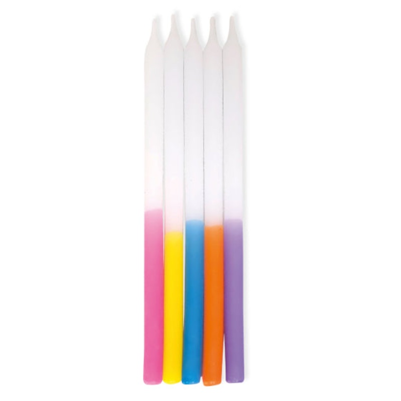 Rainbow Ombre Taper Candles 16cm 10pk