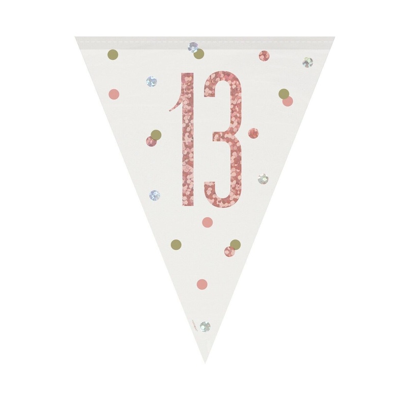 Rose Gold 13 Prismatic Foil Flag Banner 2.74m Each