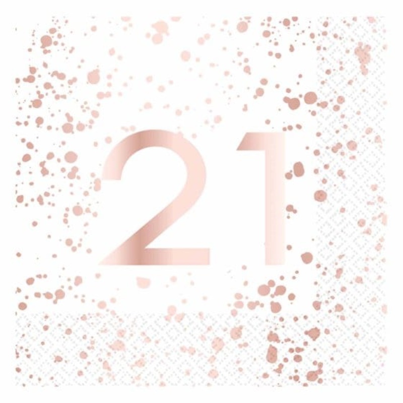 Rose Gold 21 Lunch Napkins 33cm x 33cm 16pk