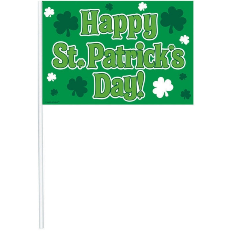 St Patricks Day Multipack Flags Plastic 26cm