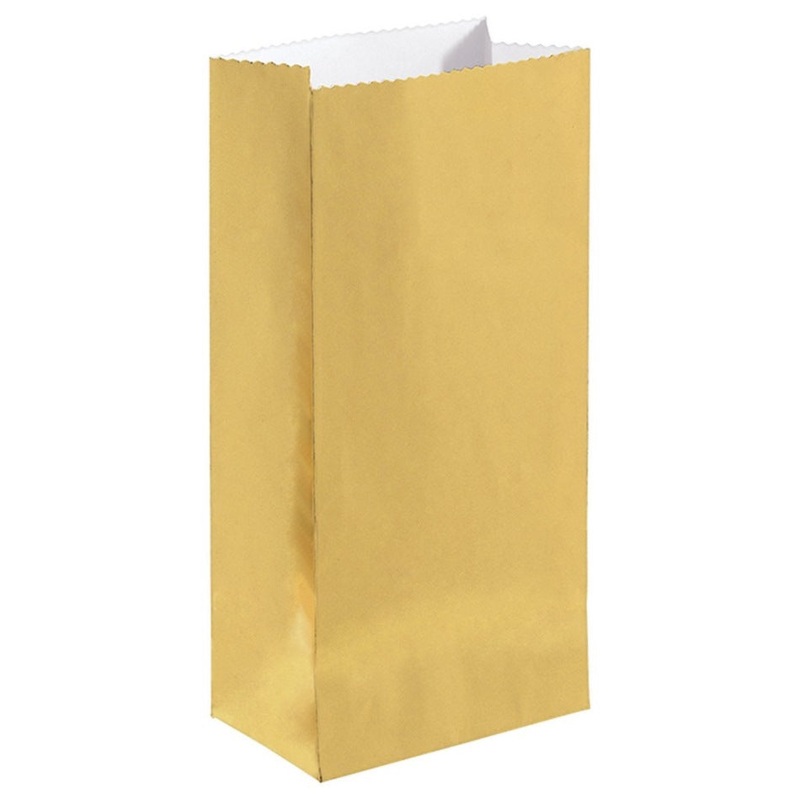 Mini Paper Bags Gold Foil 12pk