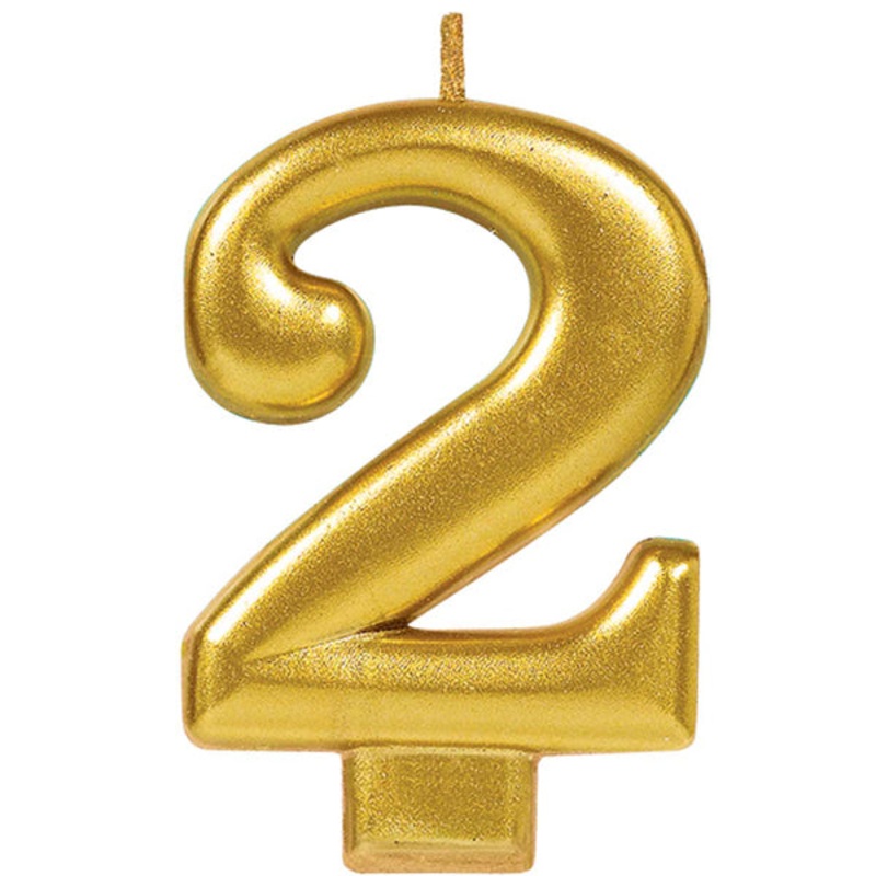 Number Candle 2 Metallic Gold