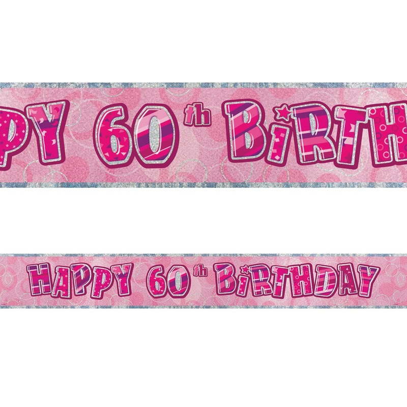 Pink Glitz 60th Birthday Foil Banner 3.6m