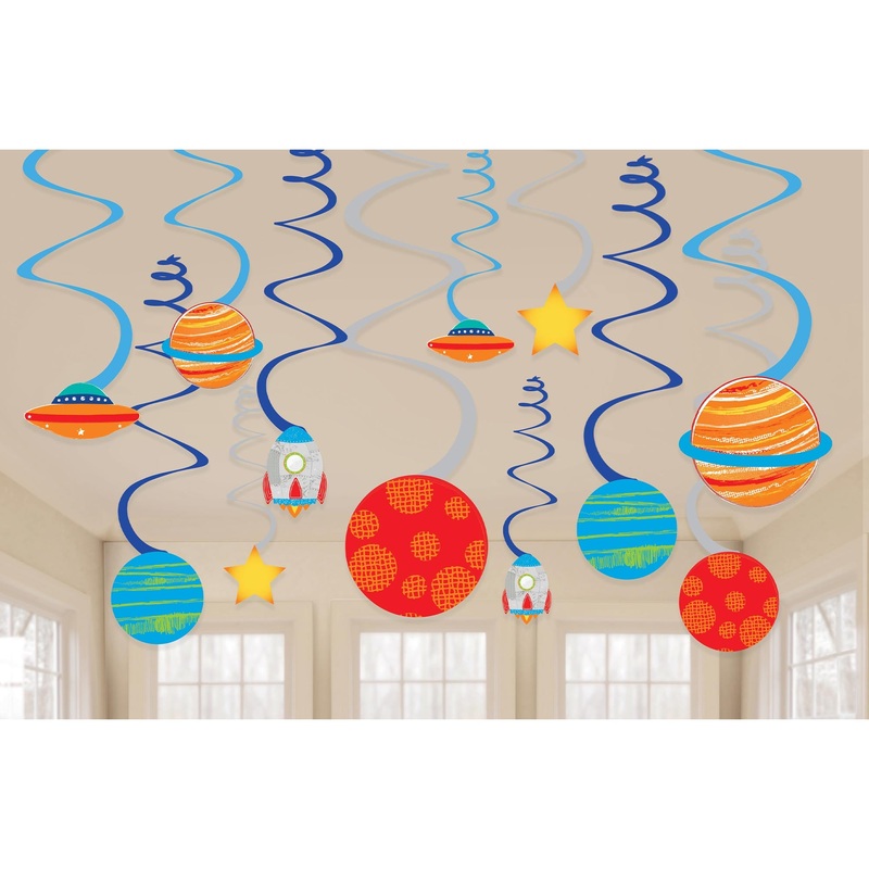 Blast Off Birthday Hanging Swirl Decorations Value Pack 12pk