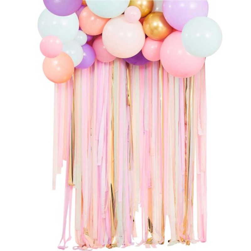 Mix It Up Pastel Streamer And Balloon Backdrop Kit
