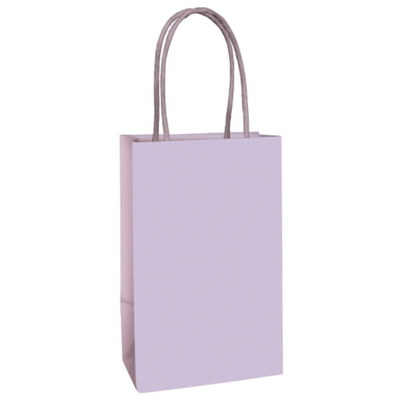 Pastel Lilac Paper Kraft Bag 21cm x 13cm x 8cm 8pk