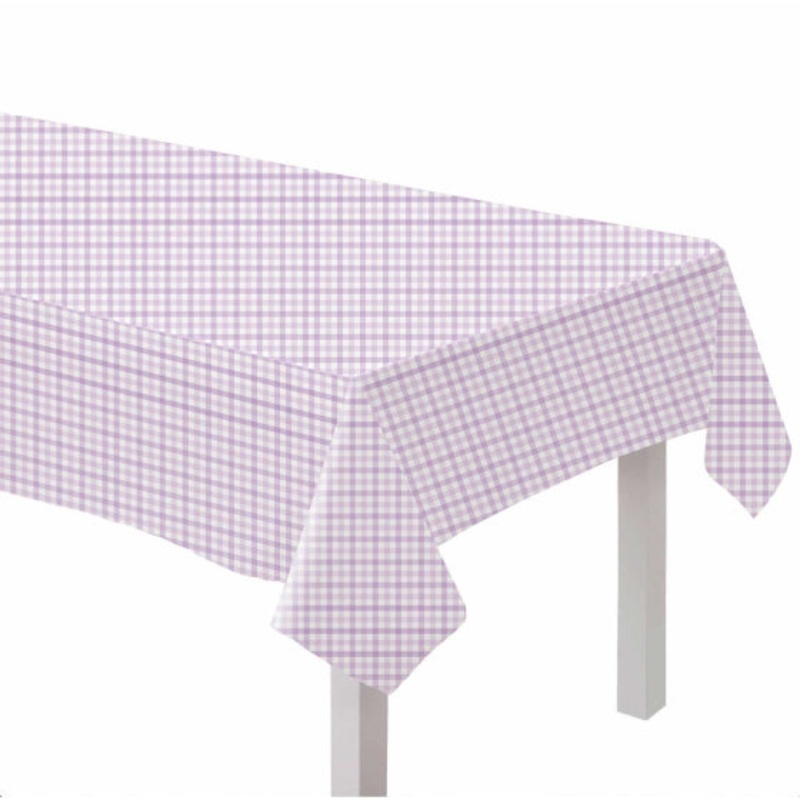 Pastel Purple Gingham Paper Tablecover Each