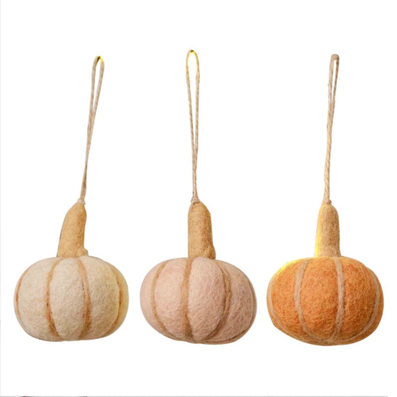 Pumpkin Spice Felt Pumpkin Hanging Tree Decorations 8cm x 8cm 3pk