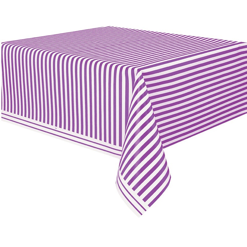 Purple Stripes Plastic Rectangle Tablecover 137cm x 274cm