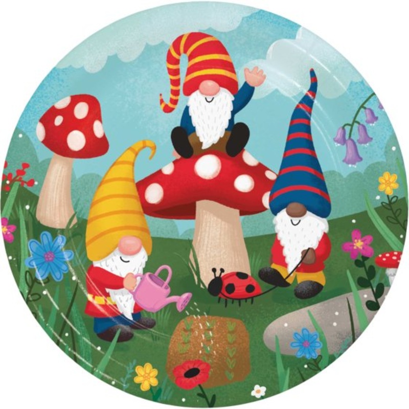 Party Gnomes NPC Dinner Paper Plates 22cm 8pk