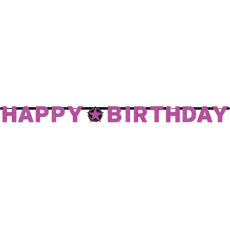 Pink Celebration Happy Birthday Letter Banner Each