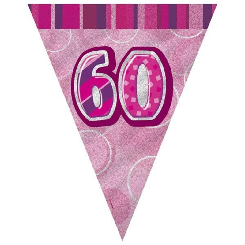 Pink Glitz 60th Flag Banner 3.65m