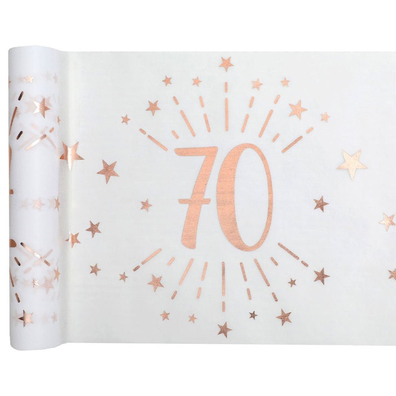 70-Years Birthday Anniversary Table Runner White