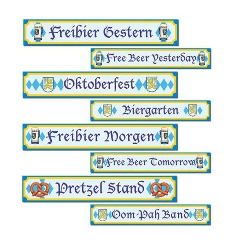 Oktoberfest Sign Cutouts 10cm x 61cm 4pk