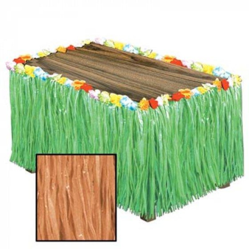 Plastic Grass & Flowers Table Skirt 76cm x 274cm Each