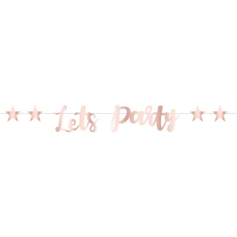 Rose Gold Metallic Let's Party Letter Banner 1.8m Each