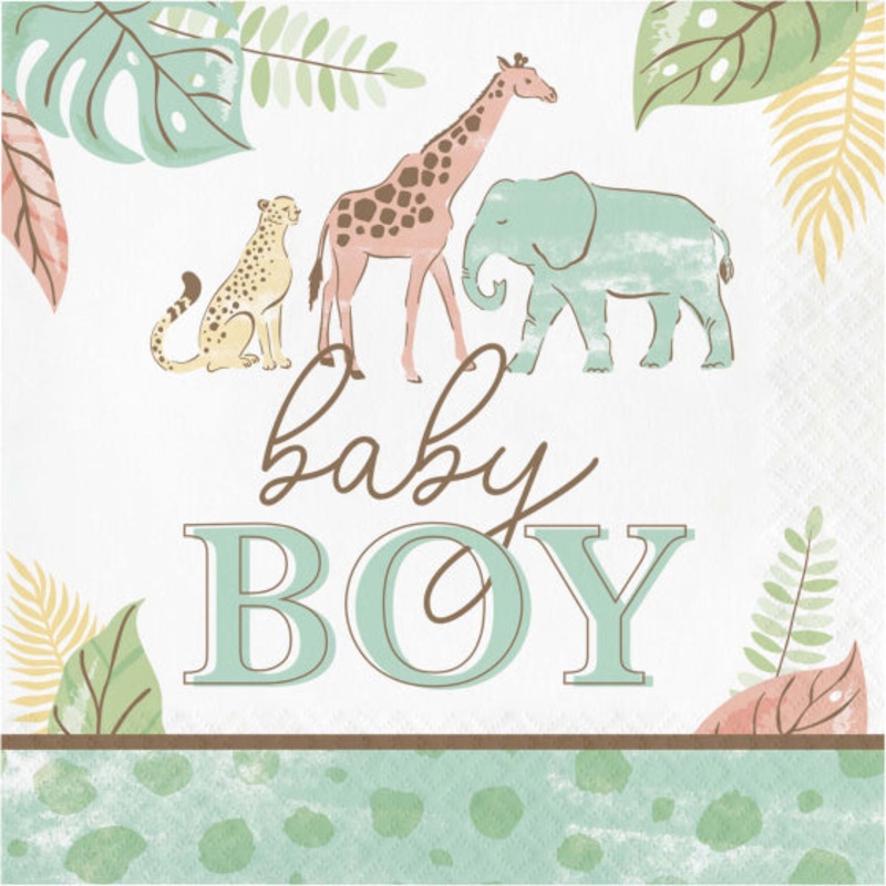 Safari Baby Boy Lunch Napkin 16pk