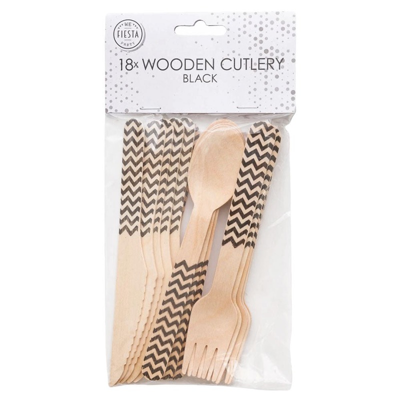 Zigzag Wooden Cutlery Black