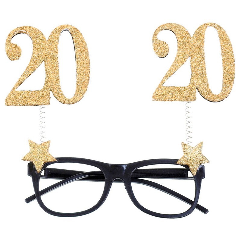 20-Years Birthday Anniversary Glasses Glitter Gold